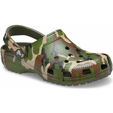 Crocs Classic Printed Camo Men's Clogs Green | Australia 0759TCEV